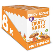 Kiddylicious Peach & Banana Fruity Bakes - Delicious Snacks for Kids with Real Fruit Centre - Suitable for 18+ Months - 8 Packs of 6 (48 Total)