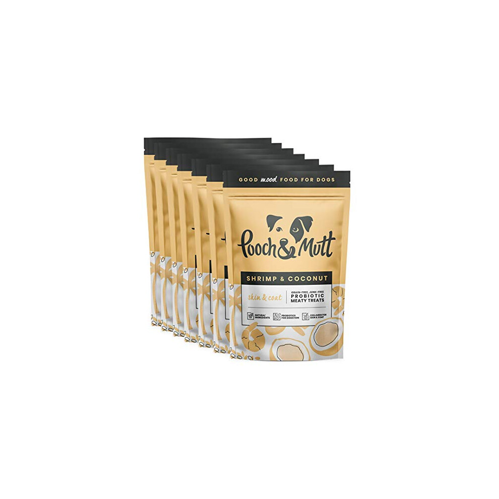 New Pooch & Mutt - Meaty Dog Treats ( Free), Shrimp & Coconut, Pack Of 7X120g Grain