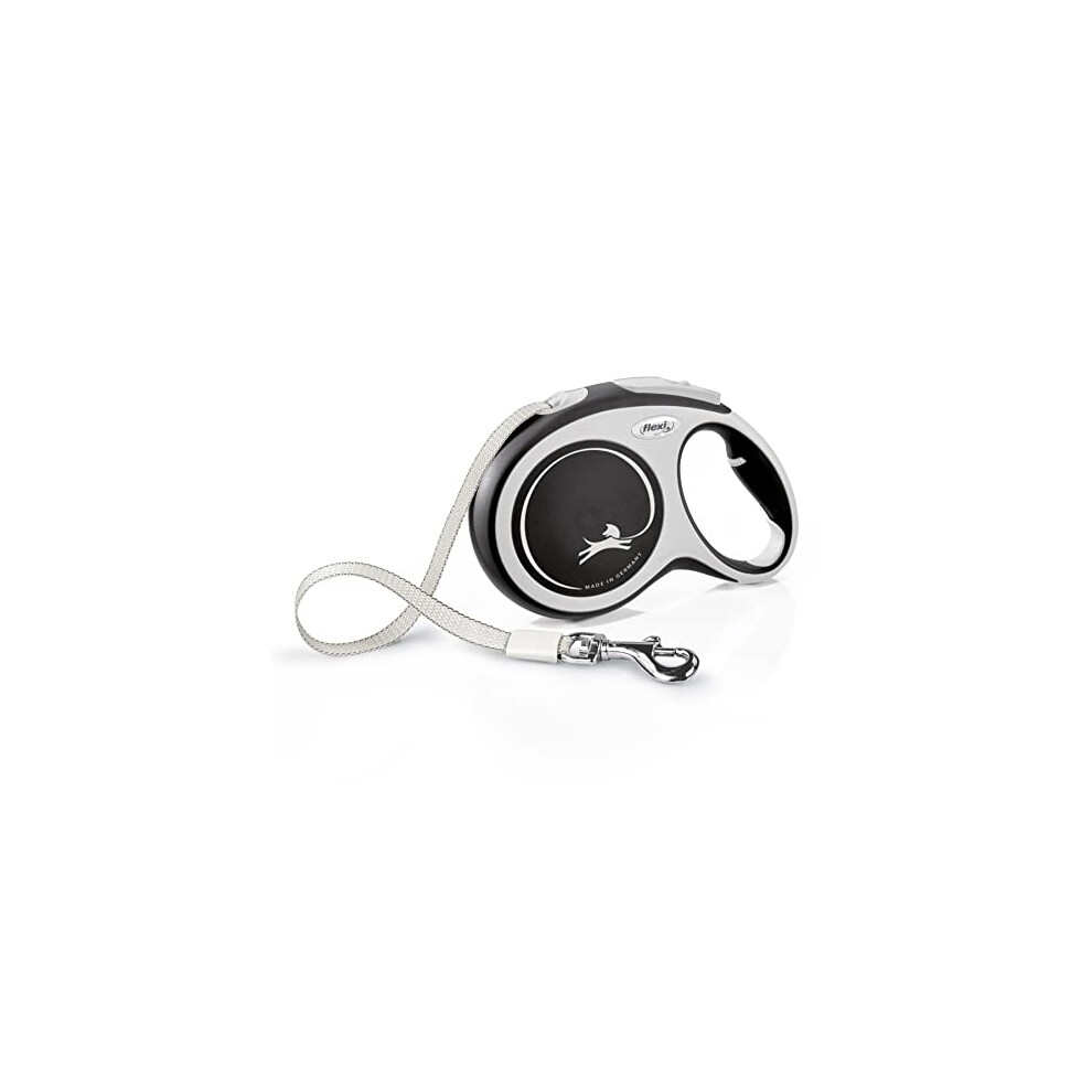 Flexi New Comfort Tape Grey & Black Large 8M Retractable Dog Leash/Lead For Dogs Up To 50Kgs/110Lbs Black,Grey