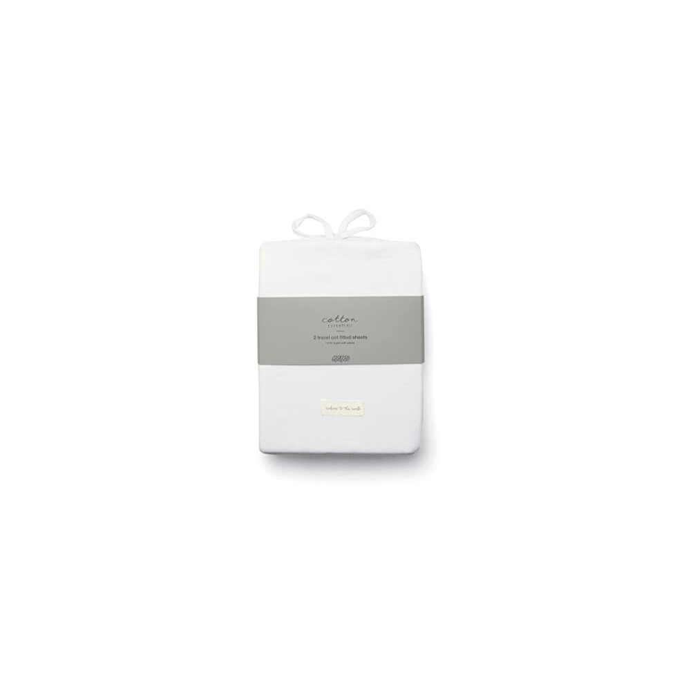 Mamas & Papas 2 Pack Travel Cot Fitted Sheets, White (94x65 x 10 m)