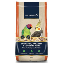 Marriages - Lovebird Food, Cockatiel Seed Mix, Parakeet Bird Seed with Oats, Nyjer Seed and Millet, Wholesome, Packed with Fibre and Protein (1kg)