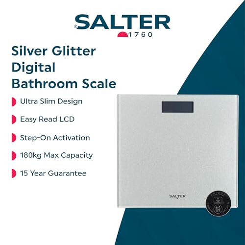 Salter Salter Silver Glitter Digital Bathroom Scale - LCD Display 1