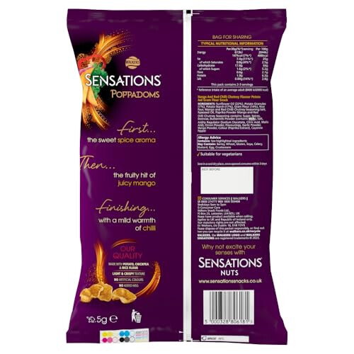 Walkers Sensations Mango & Chilli Chutney Sharing Poppadoms 82.5g 2