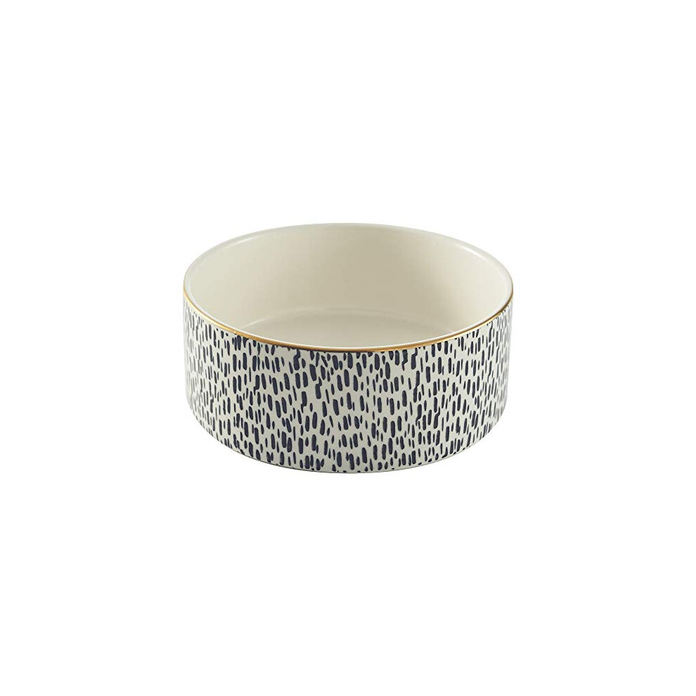 Mason Cash Splatter Stoneware Pet Bowl With Gold Rim, 15 cm