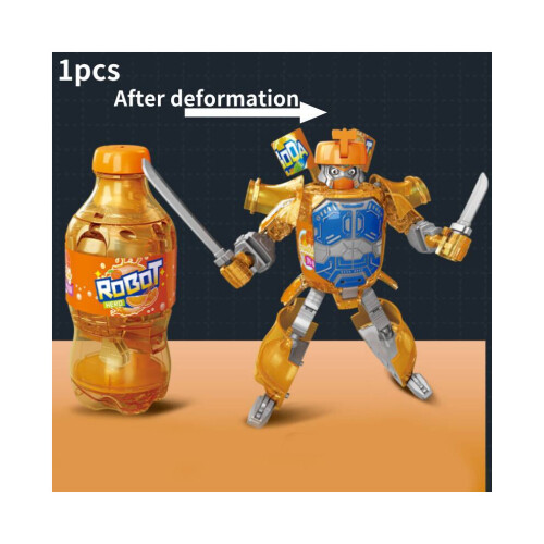 (Bottle Orange) Seiya Saint Series Creative Transformational Soda Bottle Samurai Robot Model Toy