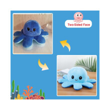 (Blu chiaro + blu scuro, 30 cm / 11,8 pollici) Peluche reversibile a forma di polpo, 20/30/40 cm, con doppia faccia
