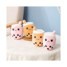 Peluche reversibile Boba Secret Pouch, peluche al latte e tè alle bolle, morbido peluche