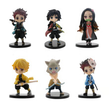 (De pie) Q Versión 6 Demon Slayer Personaje Animado Modelo Decoración Regalo Material de PVC
