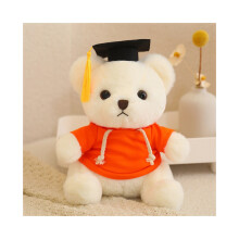 (Naranja) Sudadera con capucha de oso doctor Juguete de peluche Muñeca de graduación simple de moda Regalo navideño