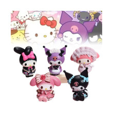 5 piezas de uniforme de sirvienta Kuromi Melody, juguete de PVC, modelo de escritorio, regalo de decoración navideña