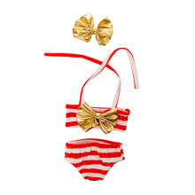 (Rojo y blanco) Muñeca de juguete de 45 cm, ropa de baño con lazo, ropa estampada, solo ropa para niños