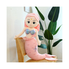 (Rosa, 60 cm/23,6 pollici) Peluche a forma di sirena, morbido cuscino per bambola, regalo di compleanno per bambine.