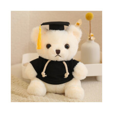 (Negro) Sudadera con capucha de Doctor Bear, juguete de peluche, muñeca de graduación simple de moda, regalo navideño