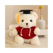 (Rojo) Sudadera con capucha de Doctor Bear Juguete de peluche Muñeca de graduación simple de moda Regalo navideño