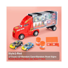 (Estilo 1-Rojo) Juego de minicoches transportadores Camión de transporte Juguete para niños