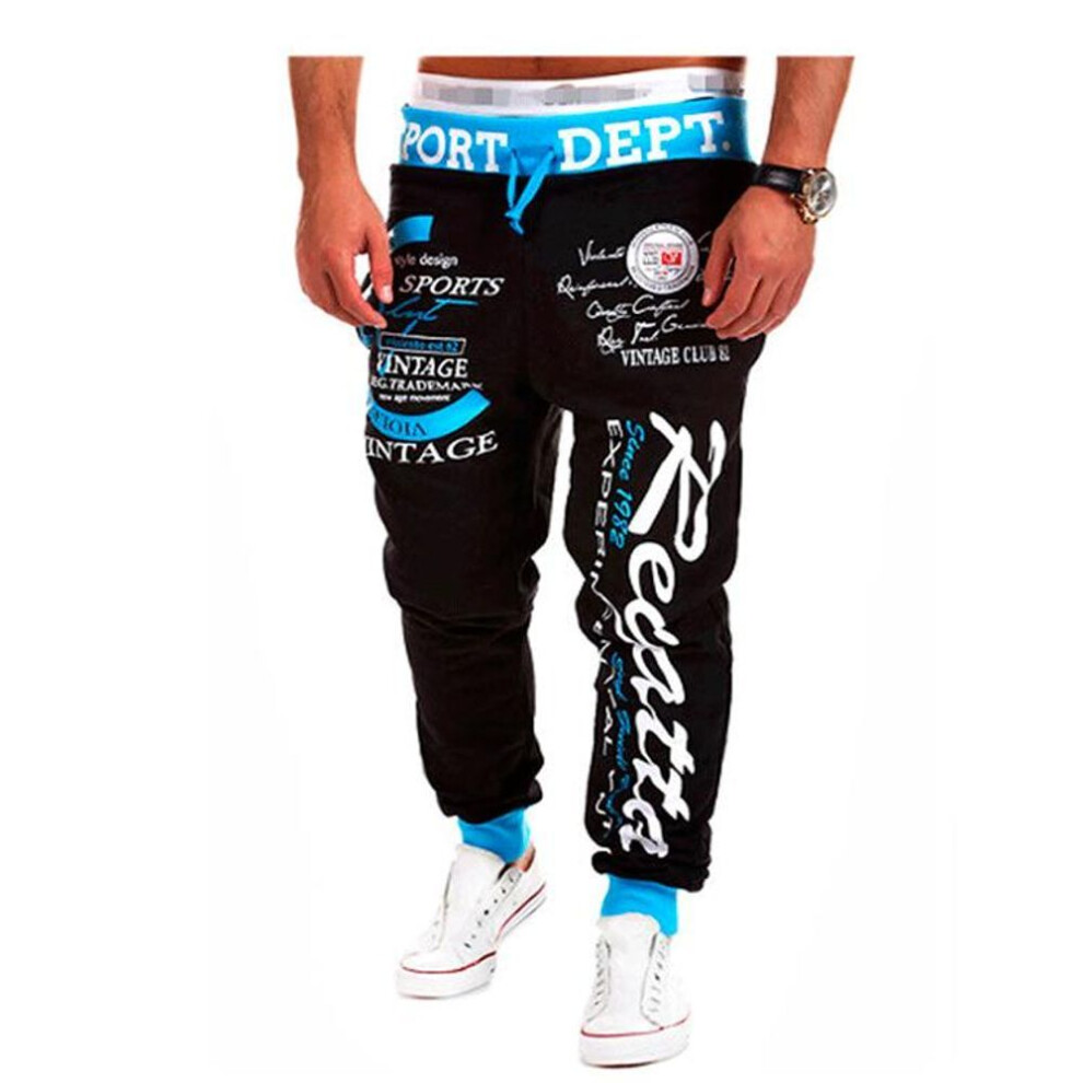 (blue, XXXL) Mens Sweatpants Loose Long Pants Jogger Trousers Casual Sports Fitness Solid Jogging Pants Mens Sweat Pants