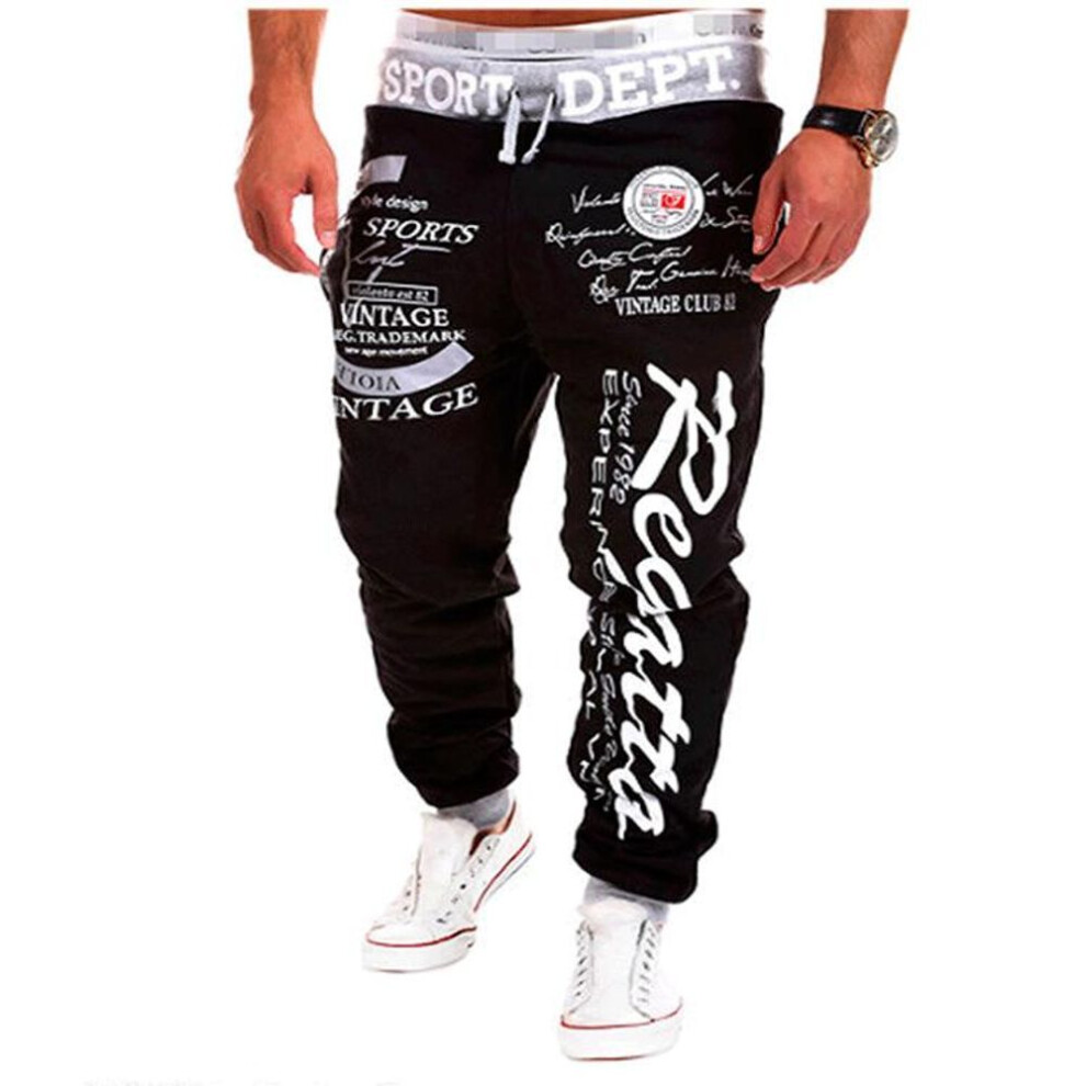 (black gray, XXL) Mens Sweatpants Loose Long Pants Jogger Trousers Casual Sports Fitness Solid Jogging Pants Mens Sweat Pants