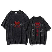 (L) Stray Kids Domiate World Tour Vintage Wash Tee Summer Unisex Fashion Short Sleeve Vintage T-Shirts