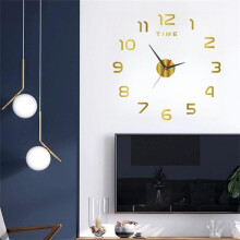 (Golden, 16inch) Home Accessories Round Luminous Wall Clock,1Count Creative Acrylic Frameless Wall Clock without Battery,Decorative Wall Clock for Living