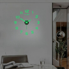 (Lime Green, 16inch) Home Accessories Round Luminous Wall Clock,1Count Creative Acrylic Frameless Wall Clock without Battery,Decorative Wall Clock for Living