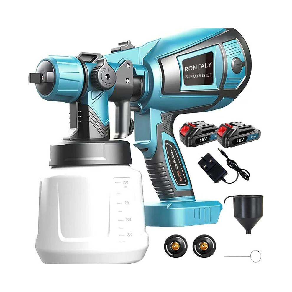 ((With battery )set) Cordless Paint Sprayer 1000ML for Makita battery, Brushless Paint Gun with 1000ml High Capacity & 3 Nozzles, HVLP High Pressure P