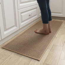 (Dark Brown, 50*80cm & 50*120cm) Washable Non-slip Kitchen Rug, Faux Sisal Running Rug, Lounge Rug, Faux Woven Kitchen Mat,Washable Reusable Rug, Boho Runner Rug