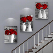 (3 Counts/set, Multicolor) Rose Vase Pattern Unframed Painting, 3 Counts/set Modern Wall Art, Wall Decor for Home Living Room Bedroom, Home Decor, Ornaments