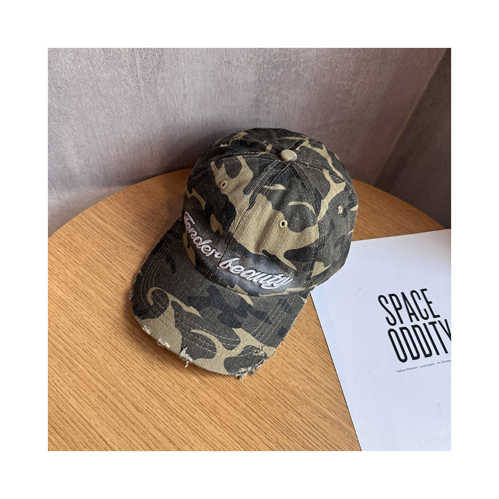 (Army Green) Printed Retro Camouflage Letter Embroidered Baseball Cap Outdoors Cap Peaked-image-OPC-PHFTJ8J-NEW