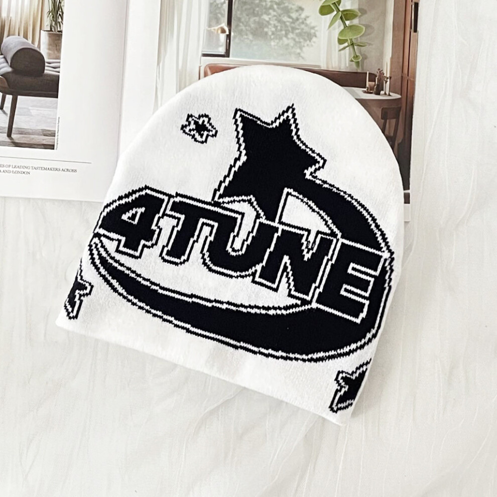 (White) Embroidered Winter Letter Knitted Hat Outdoor Fashionable Warm Hat Casual-image-OPC-PHFTKGQ-NEW