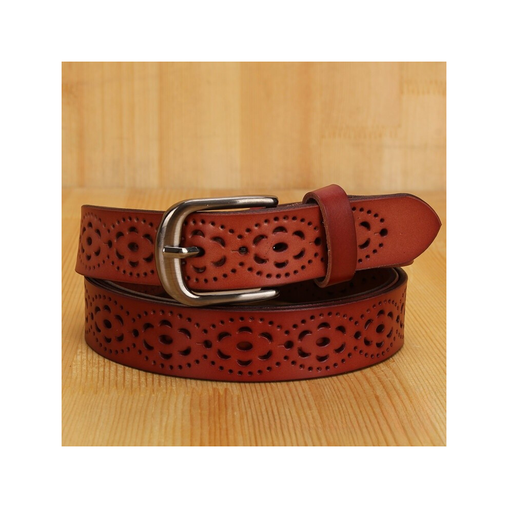(Chestnut, 120cm) Belt For Vintage Women With Hollow Cutout Design And Pin Daily For Buckle-image-OPC-PHFTKTN-NEW