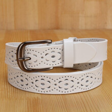 (White, 115cm) Belt For Vintage Women With Hollow Cutout Design And Pin Daily For Buckle