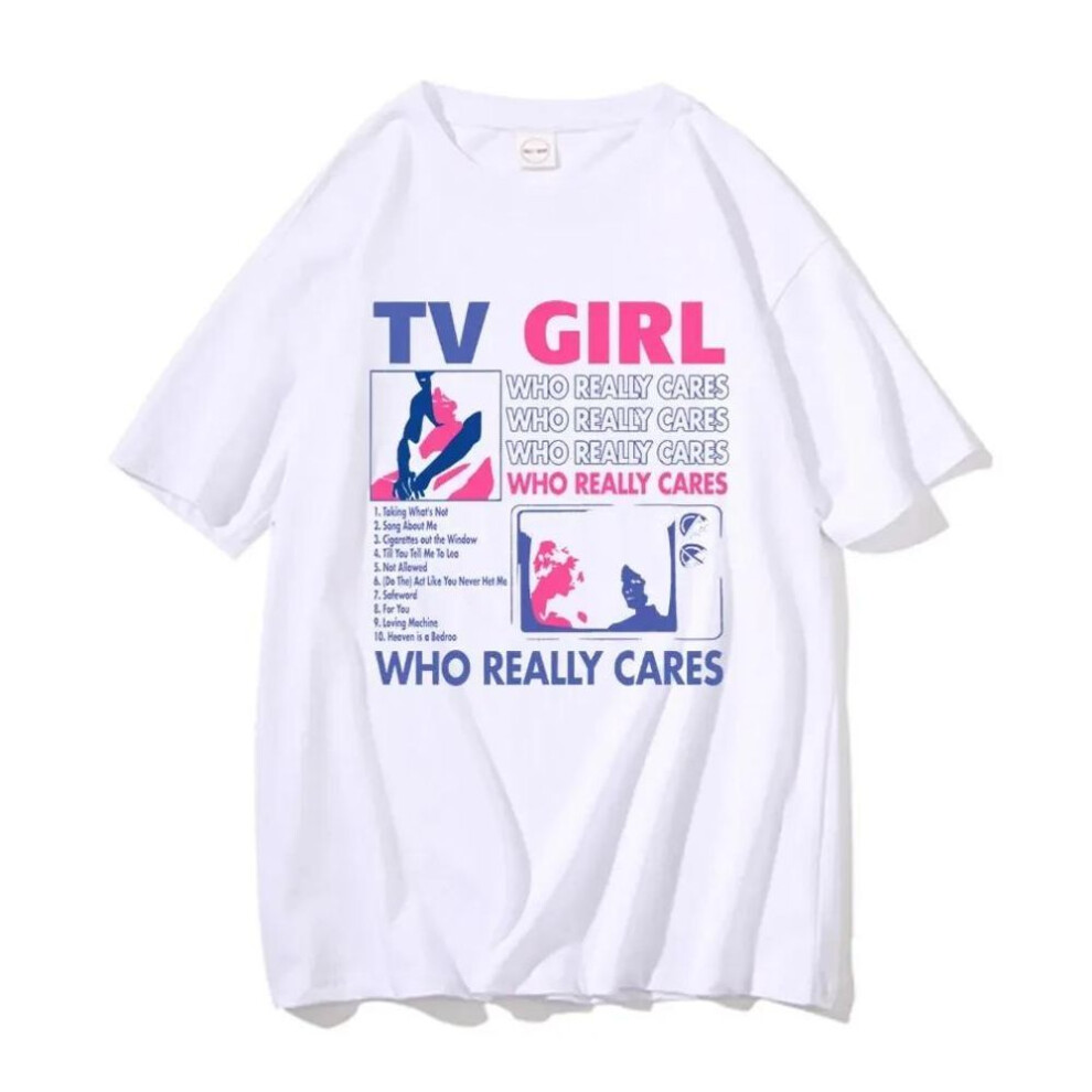 (XXL, white) Trend Tv Girl Lovers Rock Song Print T-shirt Men Women Cotton Hip Hop Oversized Tshirt Short Sleeve T Shirt Streetwear Tops Tee
