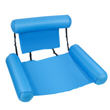 Sillón inflable flotante de PVC de tres tubos con drenaje para adultos (azul claro)
