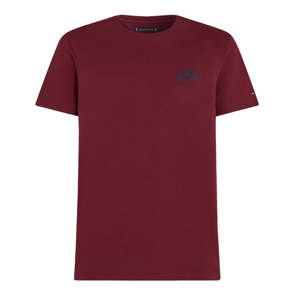(S, Purple) Tommy Hilfiger Mens Logo Embroidered T-Shirt