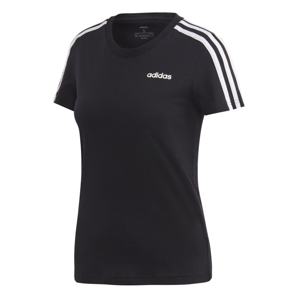 (8 UK - 10 UK, Black) Adidas Womens/Ladies Essentials 3 Stripes Slim T-Shirt