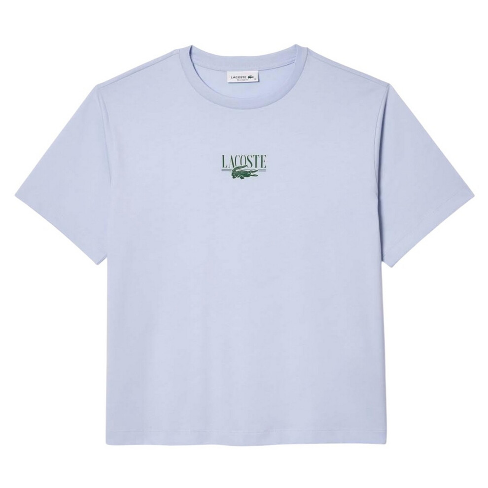 (10 UK, Blue) Lacoste Womens/Ladies Printed Cotton Relaxed Fit T-Shirt