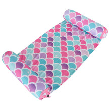(Sirena) Nueva funda de tela inflable flotante reclinable de agua plegable con respaldo