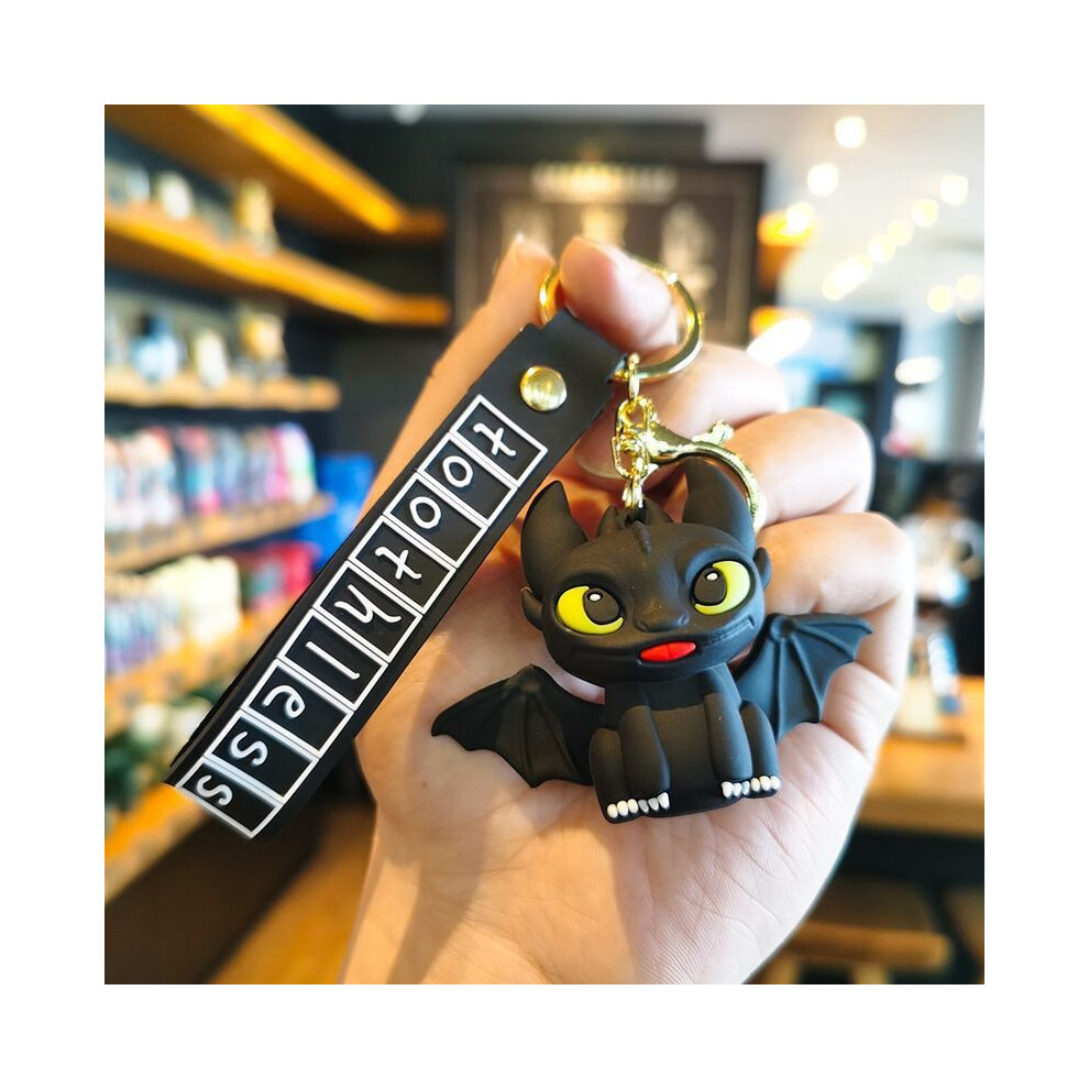 (Red Black) How Train To Your Dragon Toothless Black White Dragons Doll Keychain Gift Kids Pendant White,Black,Red