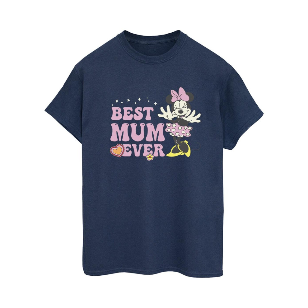 (L, Navy Blue) Disney Womens/Ladies Best Mum Ever Cotton Boyfriend T-Shirt