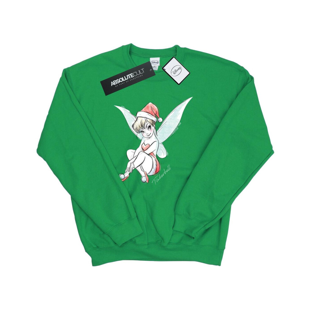 (L, Irish Green) Disney Mens Tinkerbell Christmas Fairy Sweatshirt