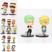 Keräilykappale, yksi PVC-figuurisarja, hurmaava 6-osainen 1011 cm Sabo Luffy Sanji