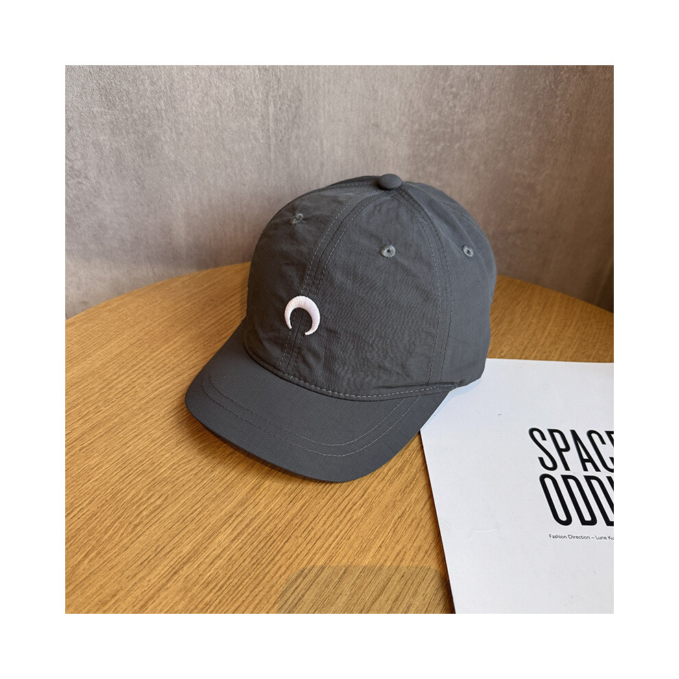 (Gray) Hop Summer Hip Style Peaked Cap Moon Pattern Embroidered Hat Outdoor Baseball-image-OPC-PHFTQZP-NEW