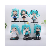 Miku 6kpl Hatsune Pvc-nukkemalli Deep Sea Virtual Singer Animaatio Lelu Ornamentti