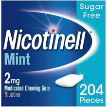 Nicotinell Nicotine Gum, Quit Smoking Aid, Mint Flavour, 2 mg, 204 Pieces