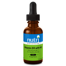Nutri Advanced Vitamin D3 with K2 Liquid Drops - Bone Health & Immunity - Orange, 30ml
