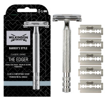Wilkinson Sword Double Edge Razor For Men, Barber's Style Wet Shavers for a Close and Comfortable Shave, 1 Double-Sided Razor Handle plus 5 Blades Re