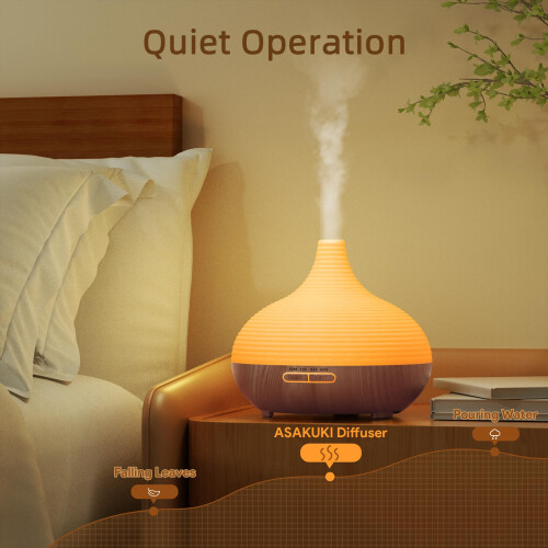 ASAKUKI Essential Oil Diffuser, 300ml Large Capacity Aromatherapy Ultrasonic Cool Mist Humidifier with 7 LED Lights, 4 Timer, Auto Shut-Off Function 1
