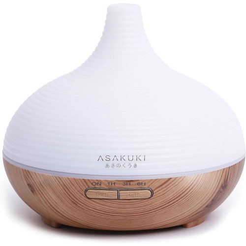 ASAKUKI Essential Oil Diffuser, 300ml Large Capacity Aromatherapy Ultrasonic Cool Mist Humidifier with 7 LED Lights, 4 Timer, Auto Shut-Off Function