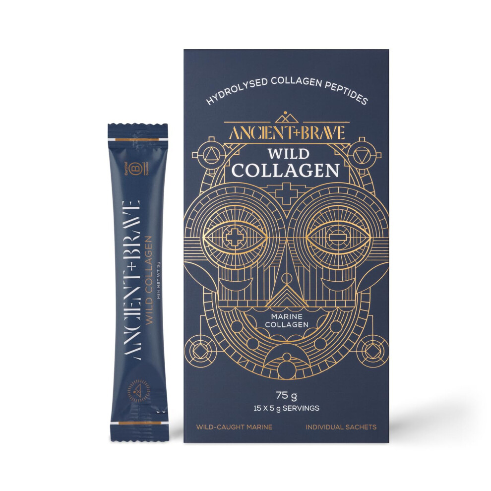 Ancient + Brave Wild Collagen Powder Sachets 15 x 5g - Pure Hydrolyzed Marine Collagen Peptides Supplement (Fish) - High Protein for Women - High Pro