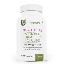 FürstenMED - Milk Thistle with Artichoke Extract, Dandelion Root & Choline - Vegan Normal Liver Health Supplement - 120 Non-GMO Capsules